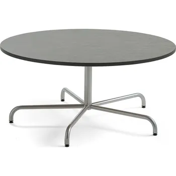 Jídelní stůl Stůl PLURAL, Ø1300x600 mm, linoleum, tmavě šedá, stříbrná