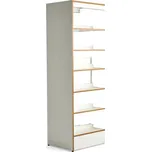 Regál na knihy STORY, přídavný, oboustranný, 2240x723x585 mm, 6 polic, bílá