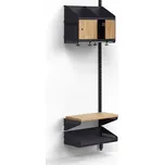 Šatní stěna ENTRY, nástěnná, přídavná sekce, 2 dřevěná dvířka, 1800x600x300 mm, antracitová/dub