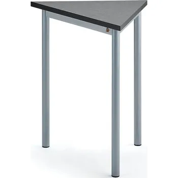 Psací stůl Stůl SONITUS TRIANGEL, 700x600x720 mm, stříbrné nohy, deska s linoleem, tmavě šedá