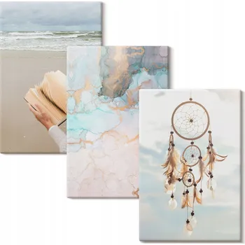 Obraz Vícedílný Obraz Na Plátně Abstrakce moře kniha boho 3x 40x60 cm