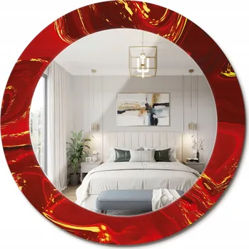 Zrcadlo Zrcadlo s potiskem do koupelny v předsíni Červený mramor, průměr 60 cm