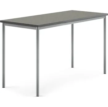 Jídelní stůl Stůl SONITUS, 1600x700x900 mm, stříbrné nohy, deska s linoleem, tmavě šedá
