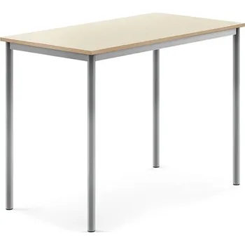 Jídelní stůl Stůl SONITUS, 1200x700x900 mm, stříbrné nohy, HPL deska tlumící hluk, bříza