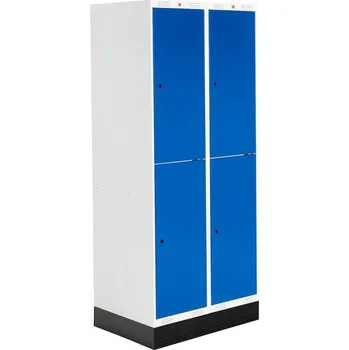 Šatní skříň Šatní skříňka ROZ, 2 sekce, 4 boxy, se soklem, 1890x800x550 mm, modrá