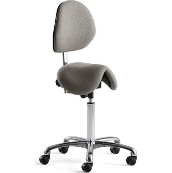 Sedlová židle DERBY, s opěradlem, textilní potah, šedobéžová