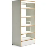 Regál na knihy STORY, oboustranný, 1920x922x585 mm, 5 polic, bílá