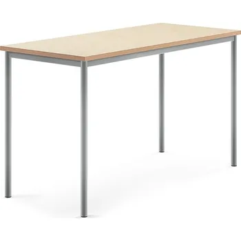 Jídelní stůl Stůl SONITUS, 1600x700x900 mm, stříbrné nohy, deska s linoleem, béžová