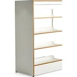 Regál na knihy STORY, přídavný, oboustranný, 1600x898x585 mm, 4 police, bílá