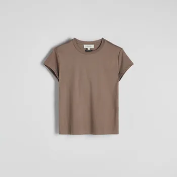 Dámské tričko Reserved - Tričko s příměsí hedvábí - kávová - 445CB-84X - 445CB-84X-L-2