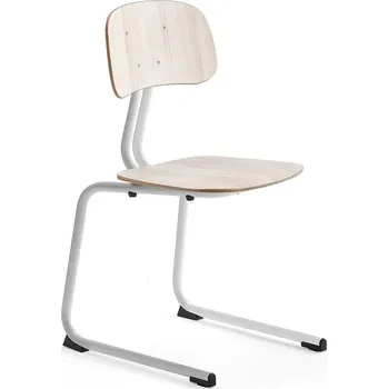 Jídelní židle Školní židle YNGVE, ližinová podnož, výška 460 mm, bílá/jasan