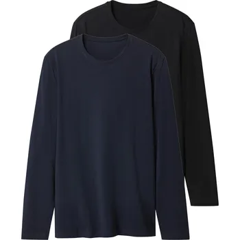 esmara Men Pánské triko s dlouhými rukávy, 2 kusy (navy modrá / černá, M (48/50))