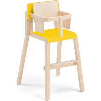 Jídelní židle Vysoká dětská židle DANTE, se zábranou, výška 500 mm, bříza/žlutá