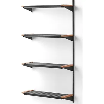 Věšák Regál na boty JEPPE, přídavná sekce, 4 police, 1790x900x300 mm, dub/tmavě šedá