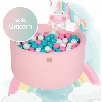 Suchý bazén Suchý bazén s míčky, 250 míčků, bavlněný, světle růžový, Jednorožec MeowBaby