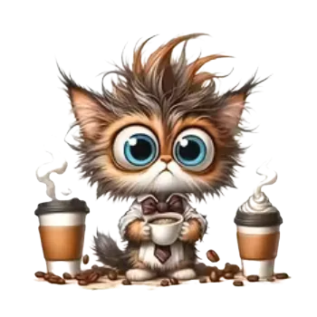 Nášivka Nažehlovací obrázek - kočka s kávou VI (dva rozměry), Velikost: Velká