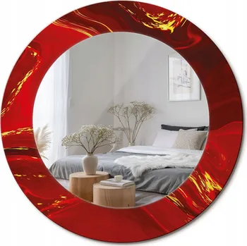 Zrcadlo Zrcadlo s potiskem do koupelny v předsíni Červený mramor fi 50 cm