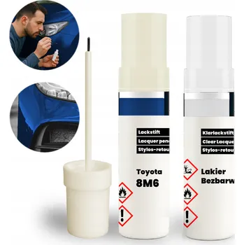Lak na dřevo TOYOTA 8M6 Modrá Sada 2v1: Základní lak + Bezbarvý lak s štětečkem