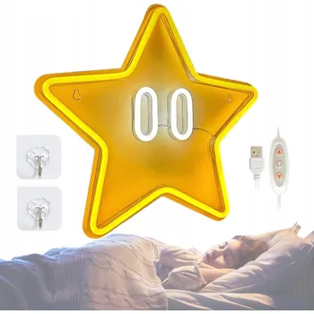 Nástěnné svítidlo Neon LED Gwiazda Žlutá Nástěnná Dekorace do herny a USB kanceláře