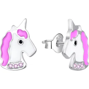 Náušnice AGATO Roztomilé dívčí náušnice s jednorožcem AGT-ED005PP