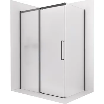 CERANO - Sprchový kout Lantono - levá - 8 mm - Soft-Close - černá matná, mléčné sklo - 100x80 cm - posuvný