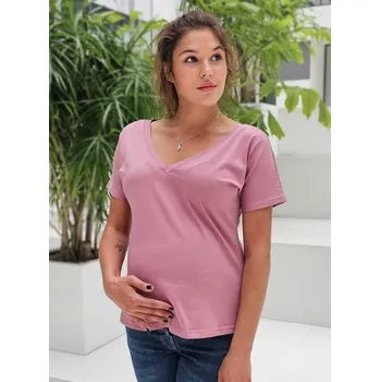 Těhotenské a kojicí tričko Walis – starorůžové, oboustranné, bavlna, krátký rukáv Velikost: L