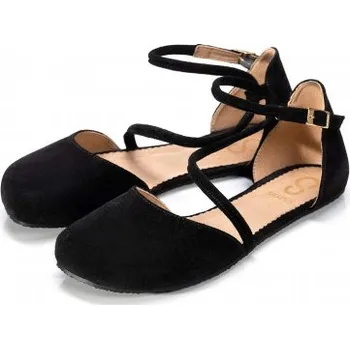 Dámské baleríny Shapen Sandálky ORCHID Black Suede (semiš) WIDE - širší Velikost EU: 37, vnitřní délka: 249, vnitřní šířka: 93