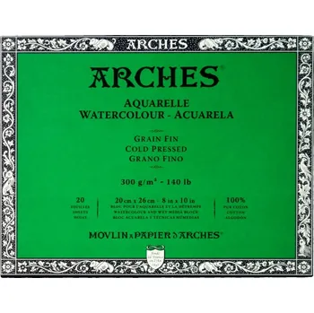 Arches Aquarelle Skicák v lepené vazbě 20 x 26 cm, 300g, 20 listů, CP