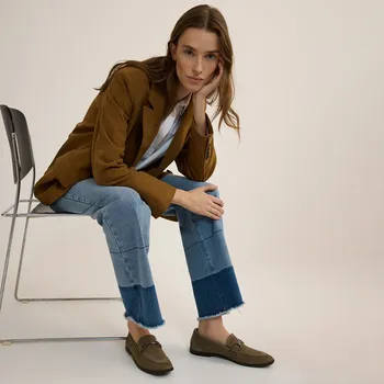 Dámské mokasíny Reserved - Semišové mokasíny s přezkou - zelená - 083CQ-87X - 083CQ-87X-38