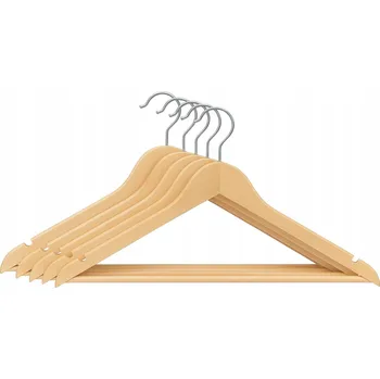 Věšák Dřevěné ramínko na šaty s příčkou 5 ks