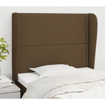 Čelo postele typu ušák tmavě hnědé 103x23x118/128 cm textil IM_3117809