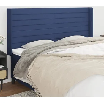 Čelo postele typu ušák modré 203x16x118/128 cm textil IM_3119748