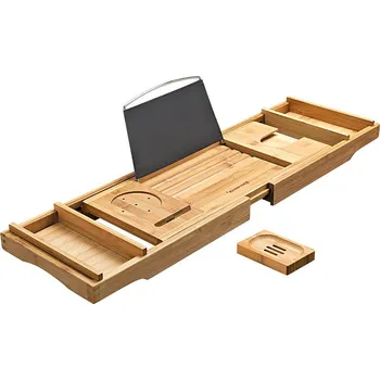 Koupelnový nábytek Nastavitelná bambusová police na vanu