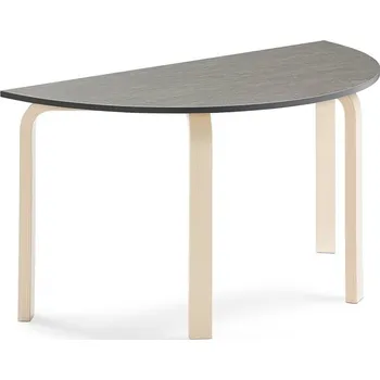 Zahradní stůl Stůl ELTON, půlkruh, 1200x600x640 mm, bříza, akustické linoleum, tmavě šedá