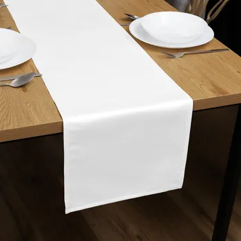 ubrus Saténový běhoun na stůl polyesterový Satén LUX-040 Bílý 20x120 cm