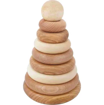 Dřevěná hračka Dřevěná pyramida věž třídič skládačka navlékání kroužků kulatá přírodní