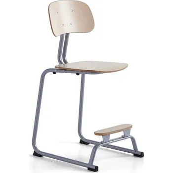 Jídelní židle Školní židle YNGVE, ližinová podnož, výška 610 mm, stříbrná/bříza