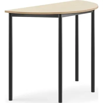 Jídelní stůl Stůl BORÅS, půlkruh, 1200x600x900 mm, antracitově šedé nohy, HPL deska, bříza