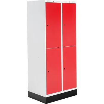 Šatní skříň Šatní skříňka ROZ, 2 sekce, 4 boxy, se soklem, 1890x800x550 mm, červená