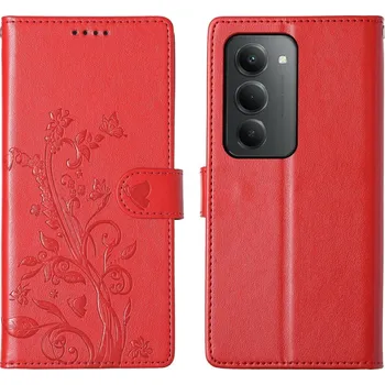 Pouzdro na mobilní telefon Flowery knížkové pouzdro na Xiaomi Redmi 15 5G (169mm) - červené