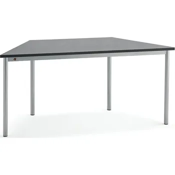 Jídelní stůl Stůl SONITUS TRAPETS, 1600x800x720 mm, stříbrné nohy, deska s linoleem, tmavě šedá
