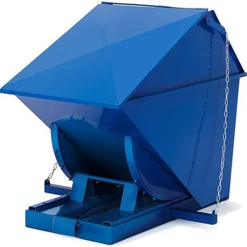 Popelnice Výklopný kontejner PILE, s víkem, 150 l, modrý