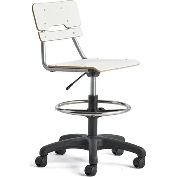 Otočná židle LEGERE, malý sedák, s kolečky, nastavitelná výška 530-720 mm, bílá