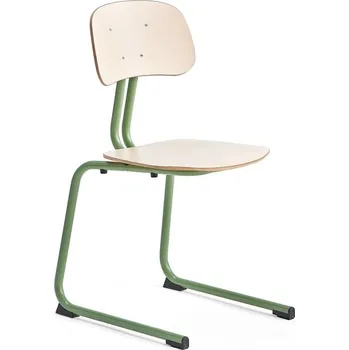 Jídelní židle Školní židle YNGVE, ližinová podnož, výška 460 mm, zelená/bříza