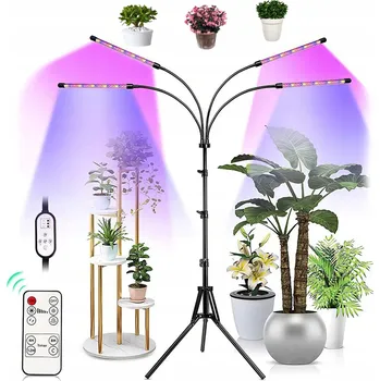 Osvětlení pro růst rostliny 4X LED Lampa pro Růst Rostlin Pěstování Osvětlení Panel Časovač Dálkové Ovládání + Stativ