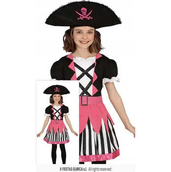 Karnevalový kostým KOSTÝM MALÁ RŮŽOVÁ PIRÁTKA KORZÁRKA LOUPEŽNICE MOŘÍ HALLOWEEN KARNEVAL 104