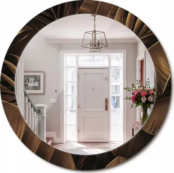 Zrcadlo Zrcadlo nástěnné s ozdobným rámem Bronzové banánové listy průměr 80 cm