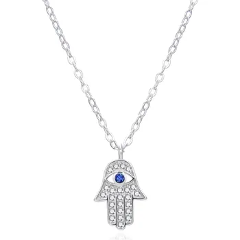 Náhrdelník AGATO Stylový stříbrný náhrdelník s designem Hamsa AGT-N018W