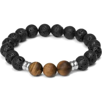Náramek AGATO Minerální korálkový náramek z lávového kamene a býčího oka MINK160/20