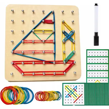 Dřevěná hračka Dřevěná Hračka s Gumičkami pro Děti Montessori - Sestav Vzor